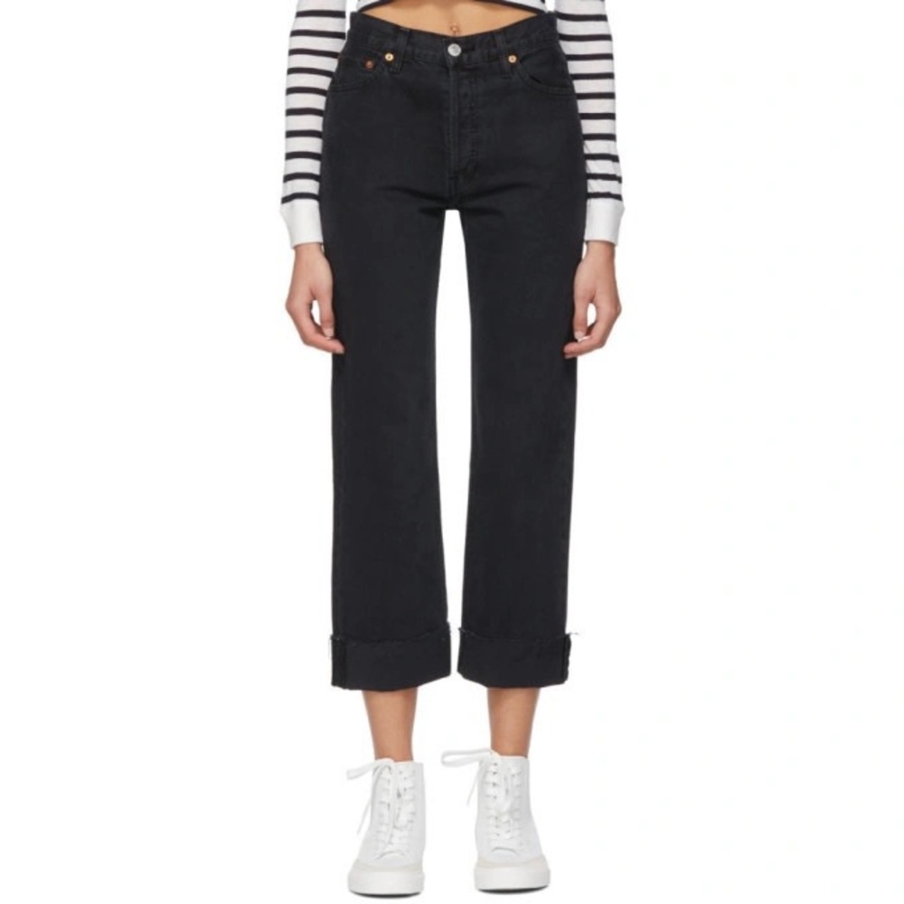 NWOT Re/Done 90s Loose Straight Jeans in Stone Black